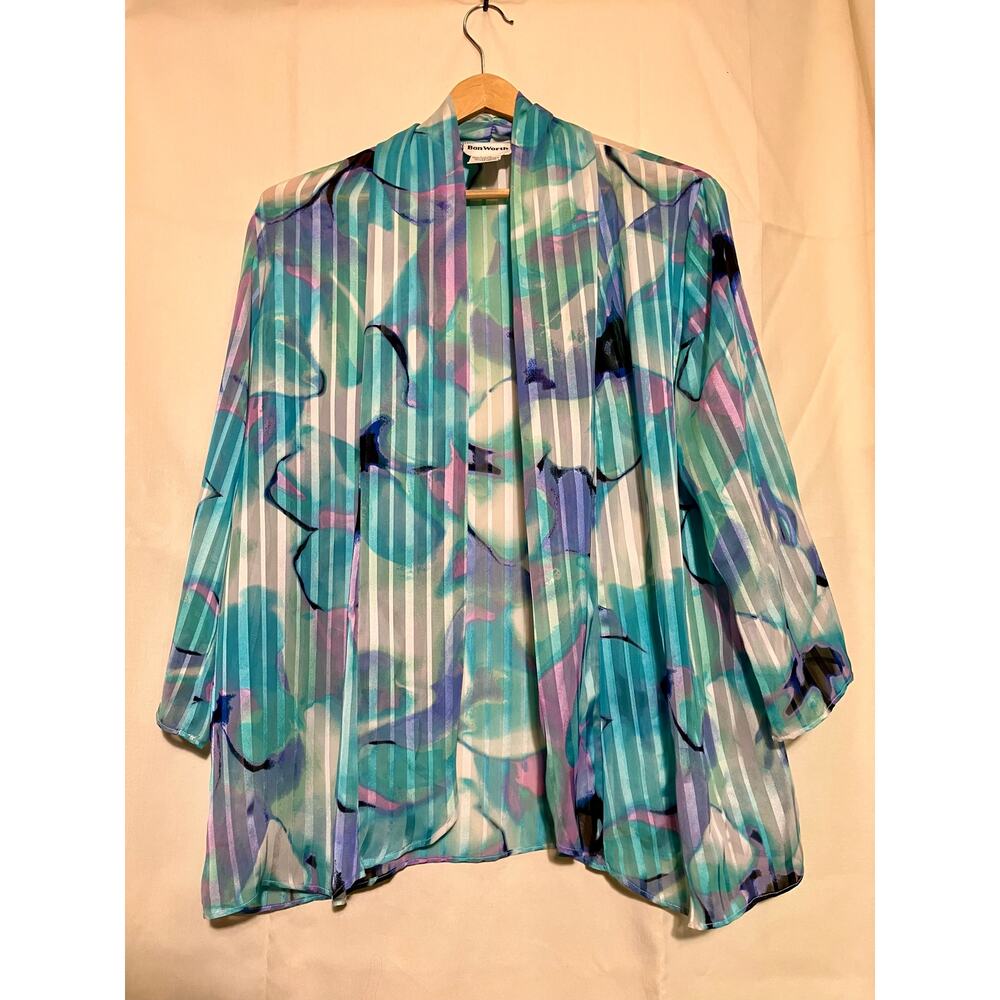 Bon Worth Floral Lightweight Cover Blazer Women’s Size Medium.